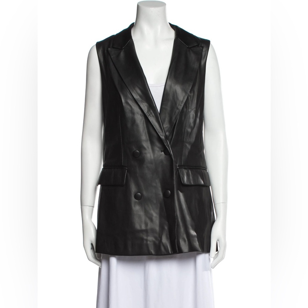 JASON WU Double Breasted Leather Vest Black Size Small black
